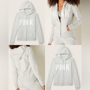 PINK Victoria Secret Grey Zip Up size Large